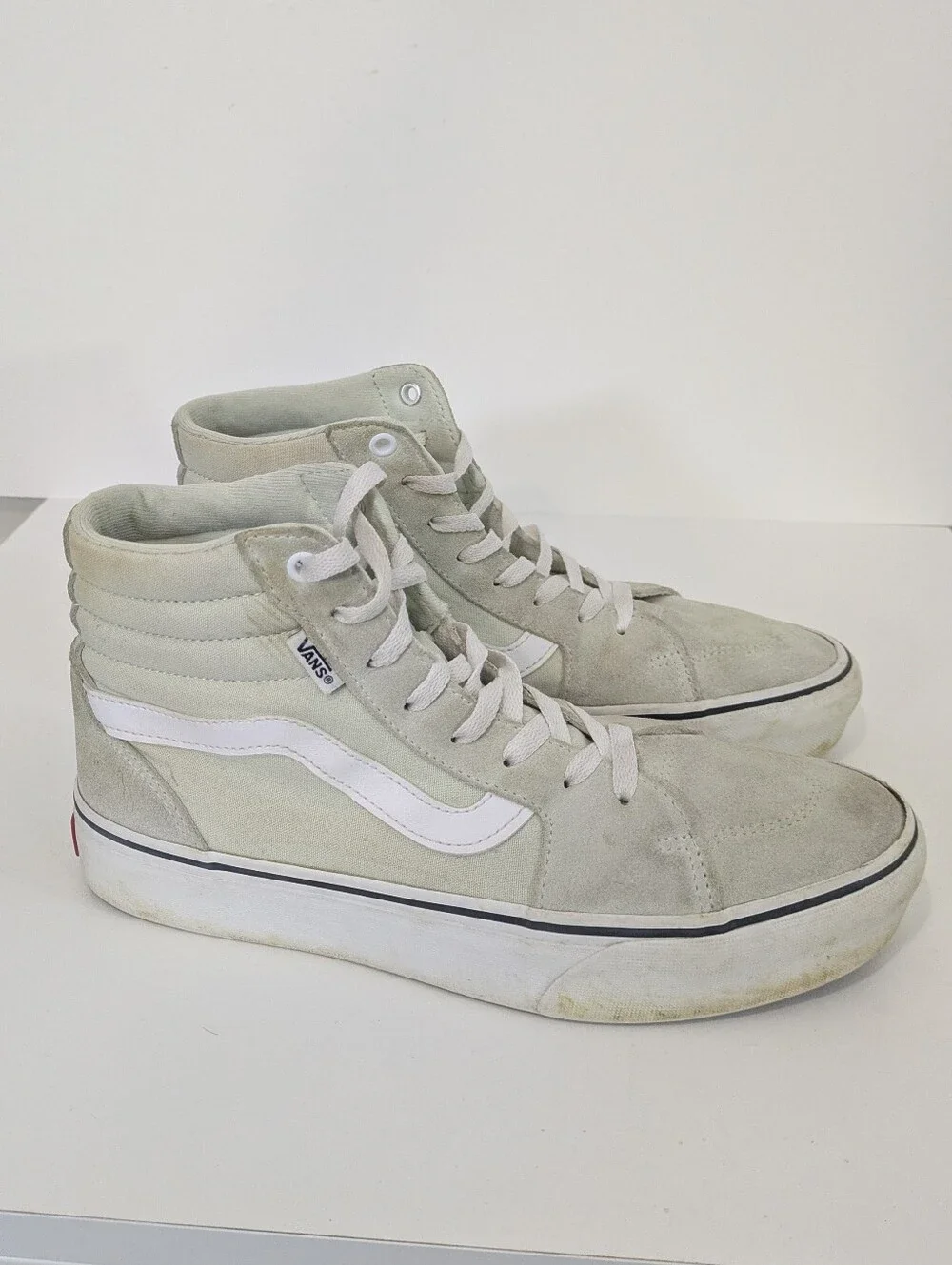 Vans Pale Green High Top Suede & Canvas Sneakers - Size 10 Womens - Sk8-Hi